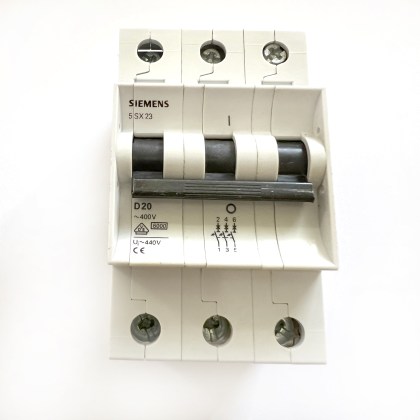 Siemens 5SX23 D20 20A 20 Amp 3 Pole Phase MCB Circuit Breaker Type D